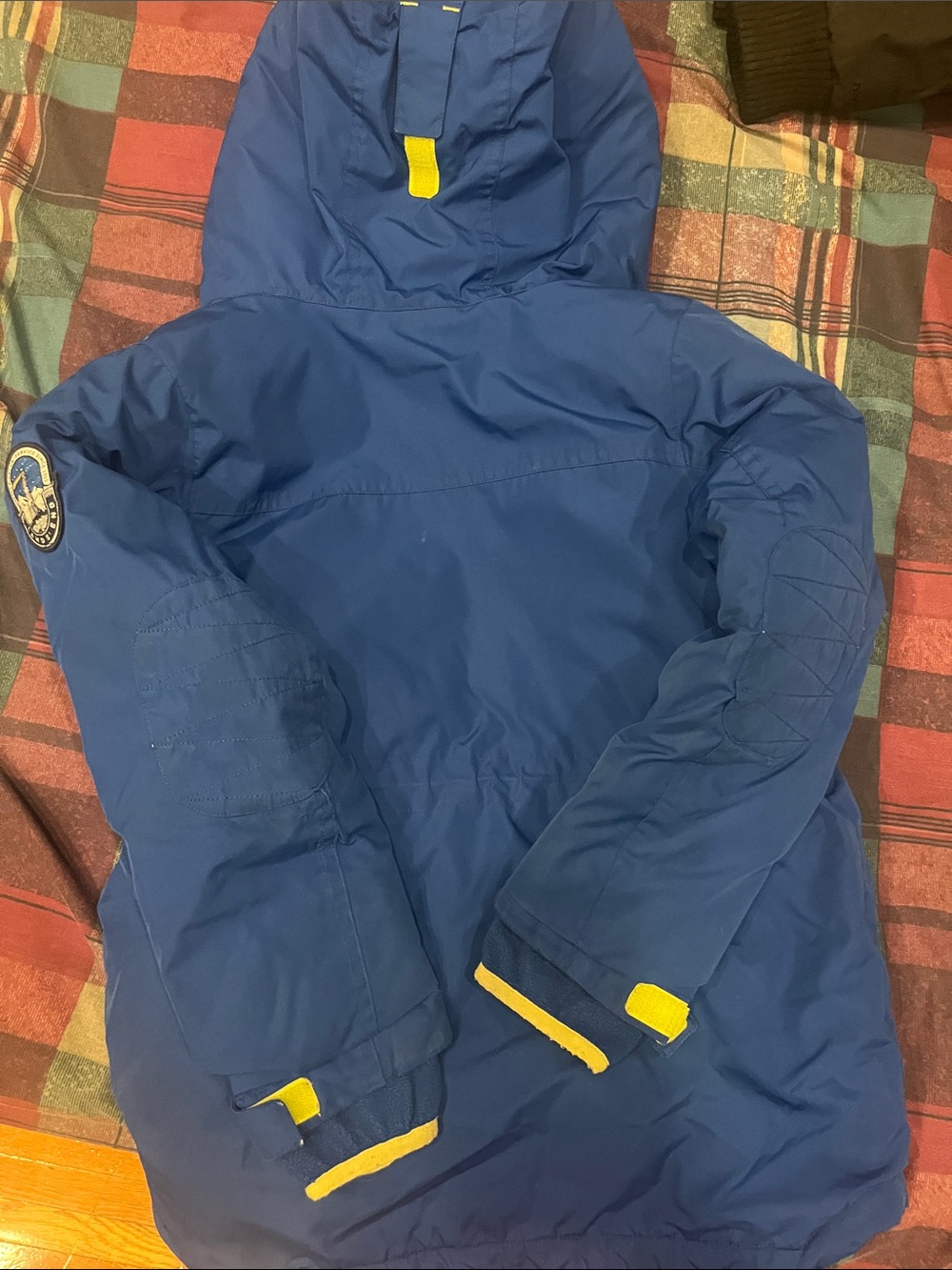 Lands' End Blue Kids Puffer Jacket with Yellow Trim - Picture 5 of 9